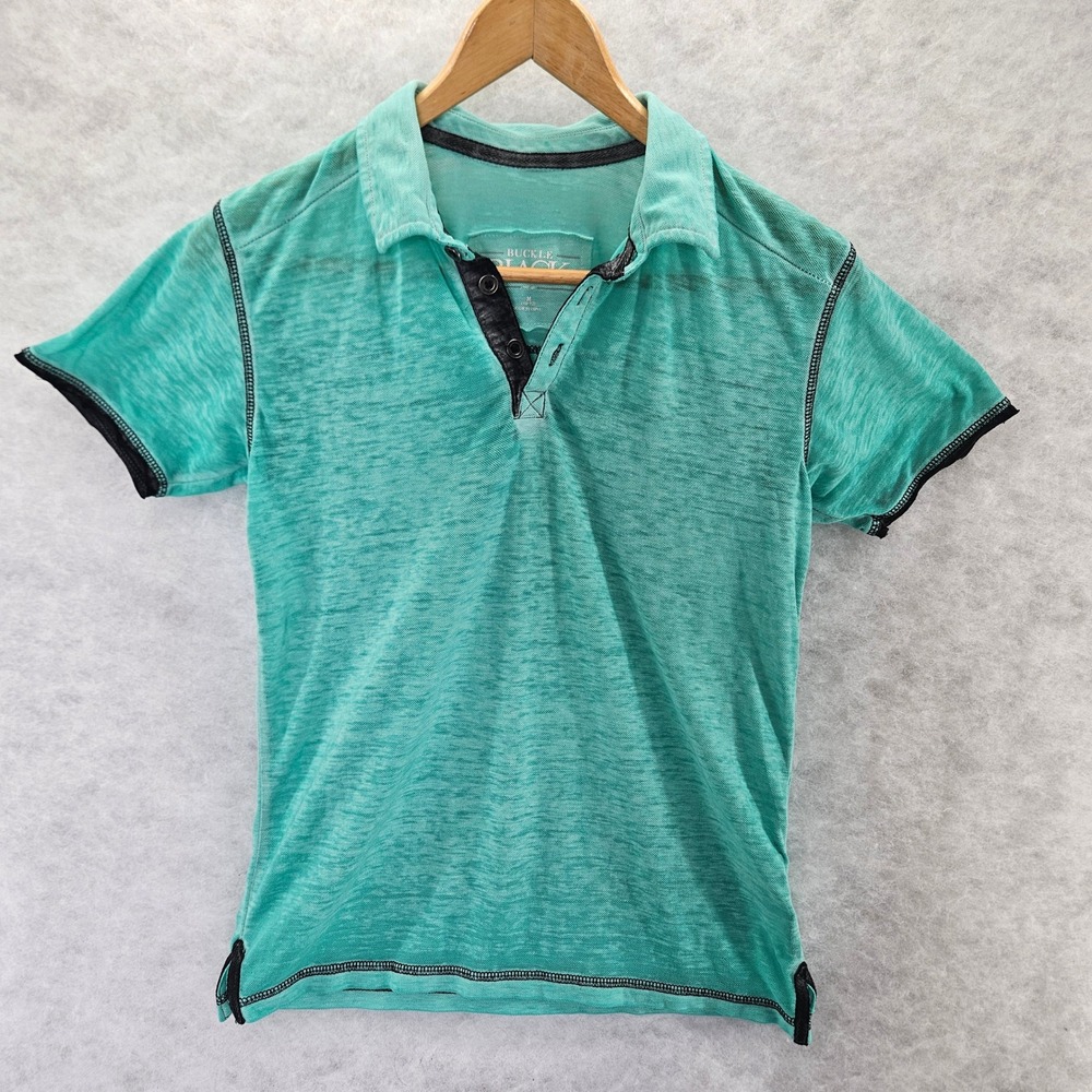 Buckle Black Youth Boys Teal Heathered Short‎ Sleeve Polo Shirt Size Medium